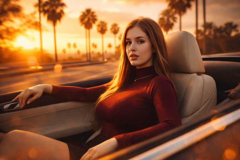 LA Sunset Girl Drive AI Prompt