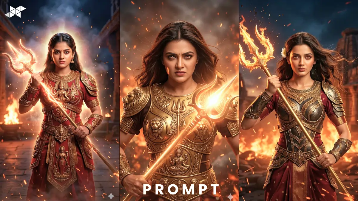 Epic Navratri Warrior Portrait Prompt : Create Divine AI Art
