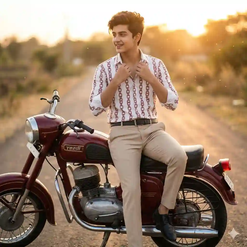 Golden Hour Motorcycle AI Portrait Prompt