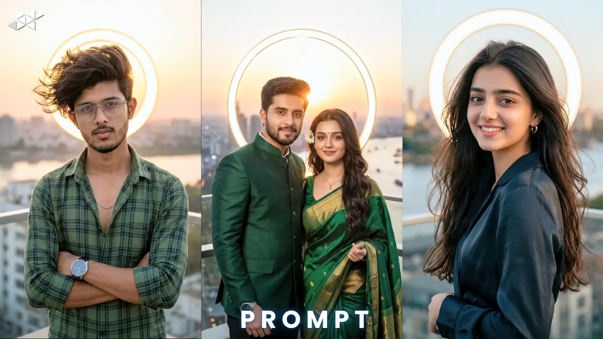 Stunning Golden Hour Rooftop Portrait Prompt