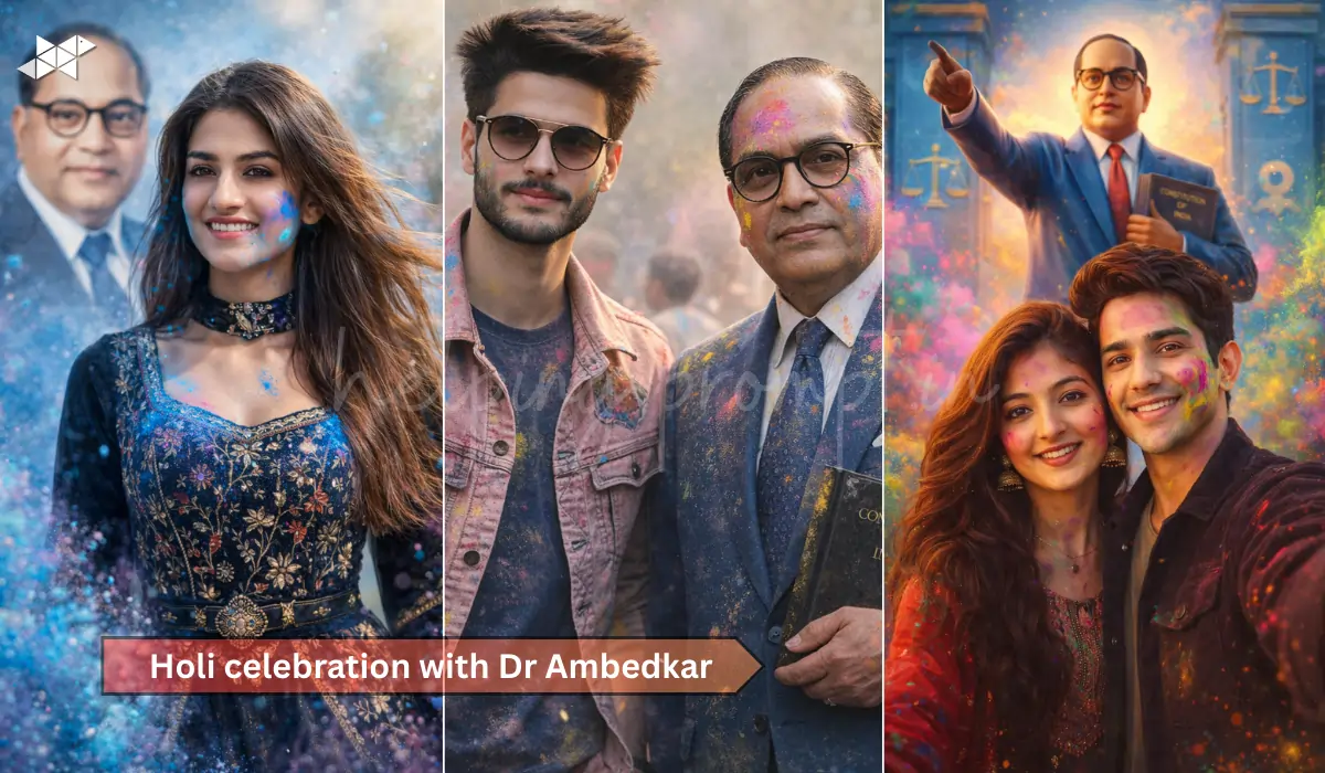 Holi celebration with Dr Ambedkar AI image