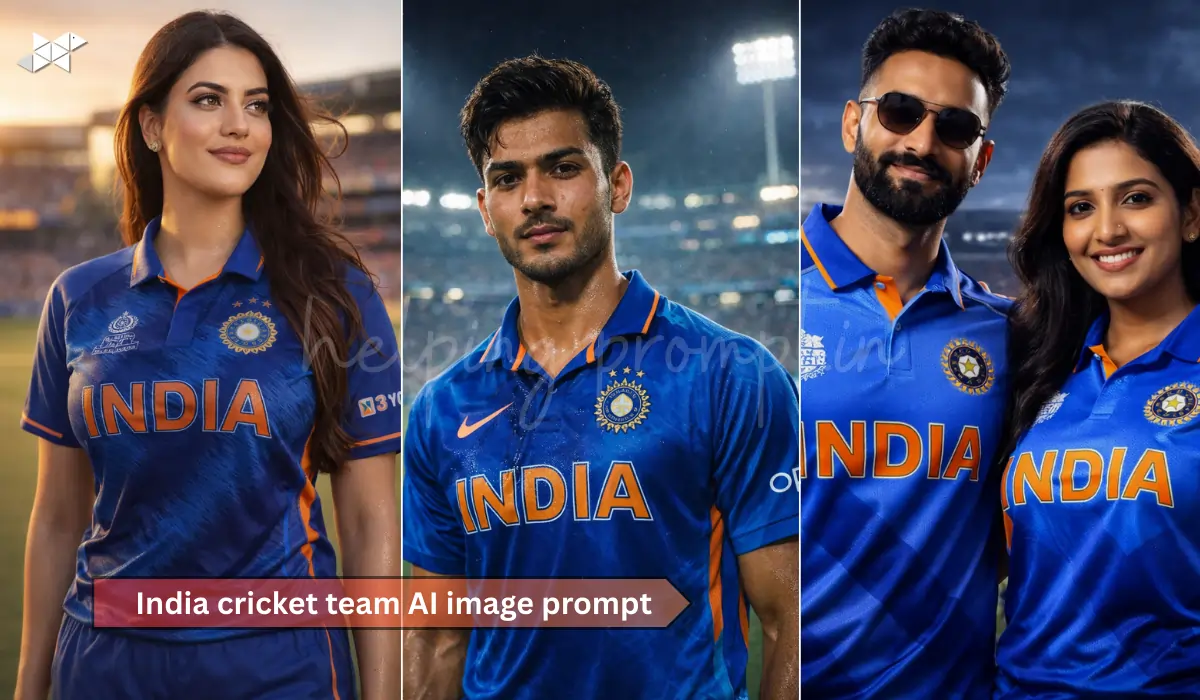 Viral Indian Cricket Team Style AI Image Prompts for Boys, Girls & Couples