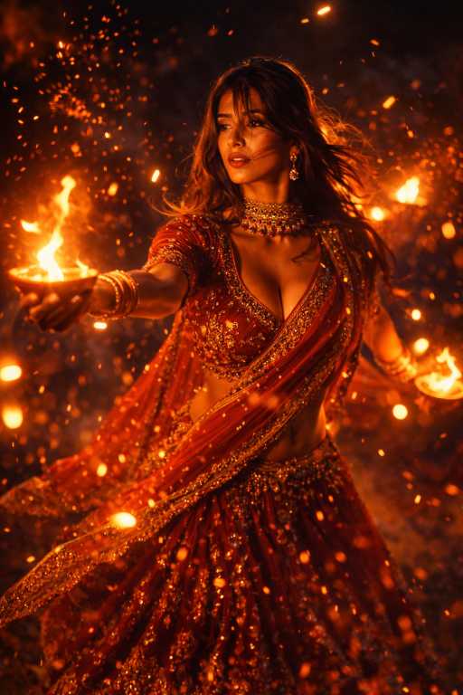Navratri Fire Dance AI Prompt