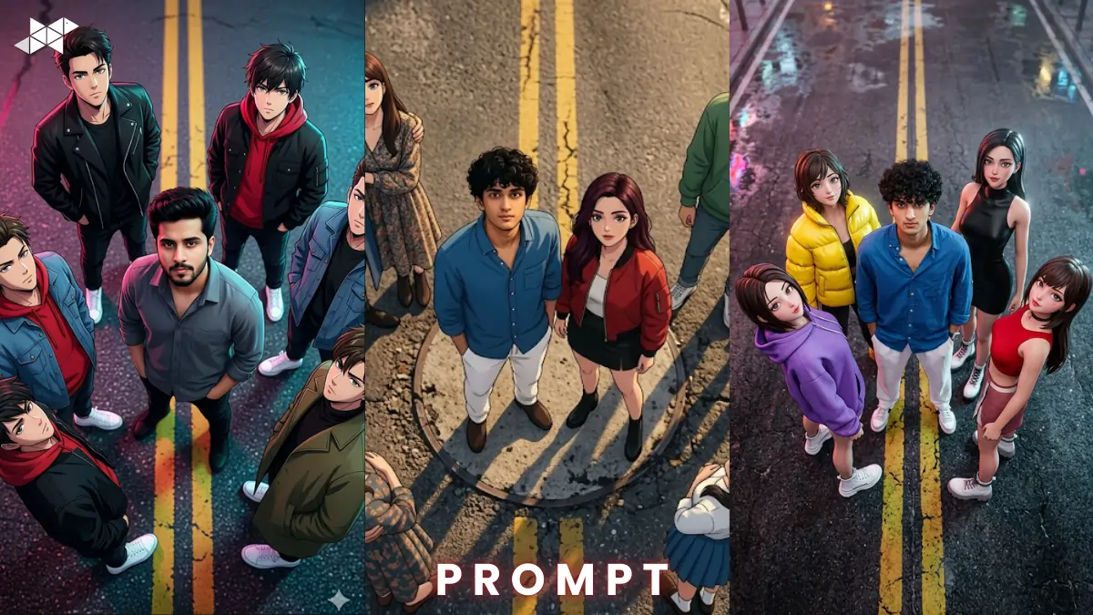 Popular Cinematic Anime Group Scene AI Prompt