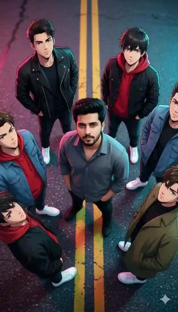 Popular Cinematic Anime Group Scene AI Prompt 2026