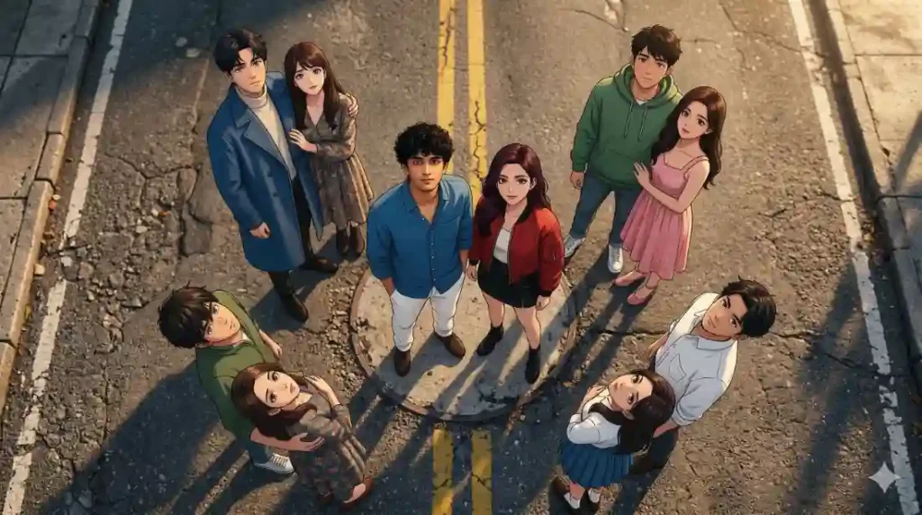 Popular Cinematic Anime Group Scene AI Prompt 2026