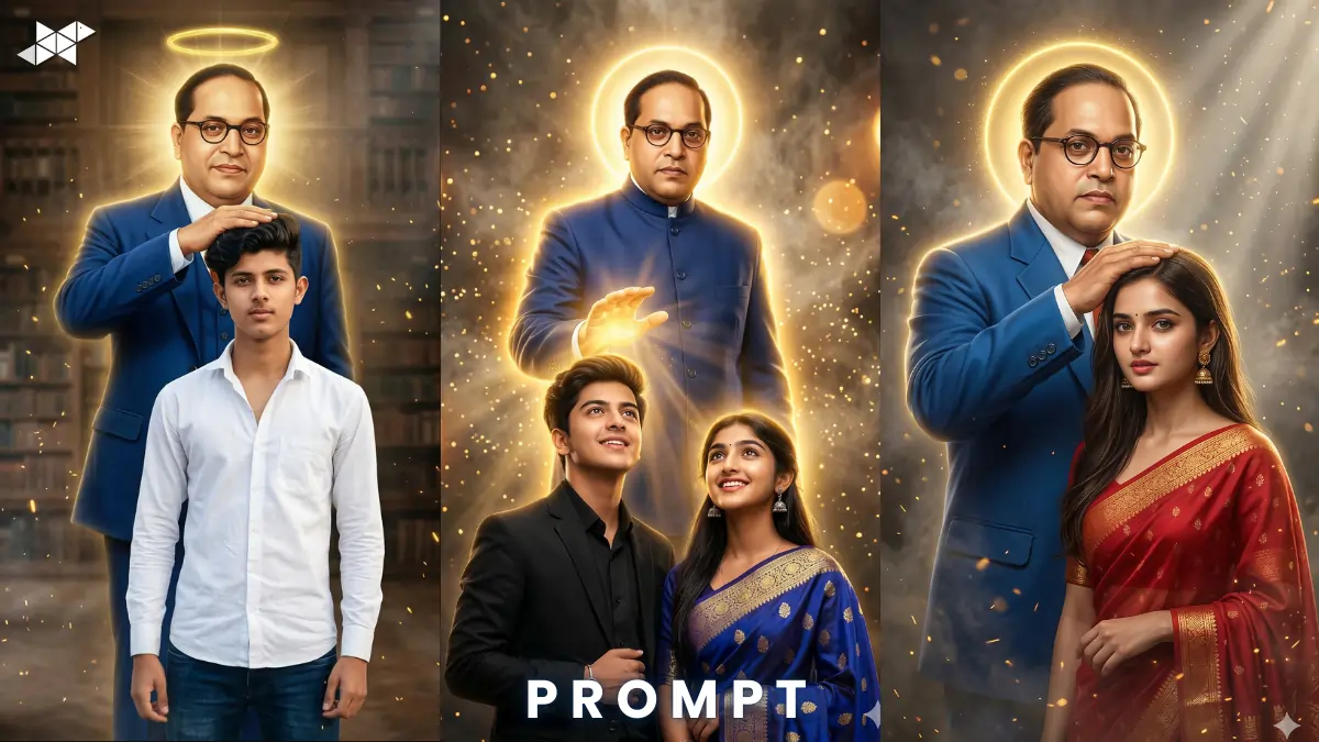 Powerful Ambedkar Blessing Cinematic AI Portrait Prompt