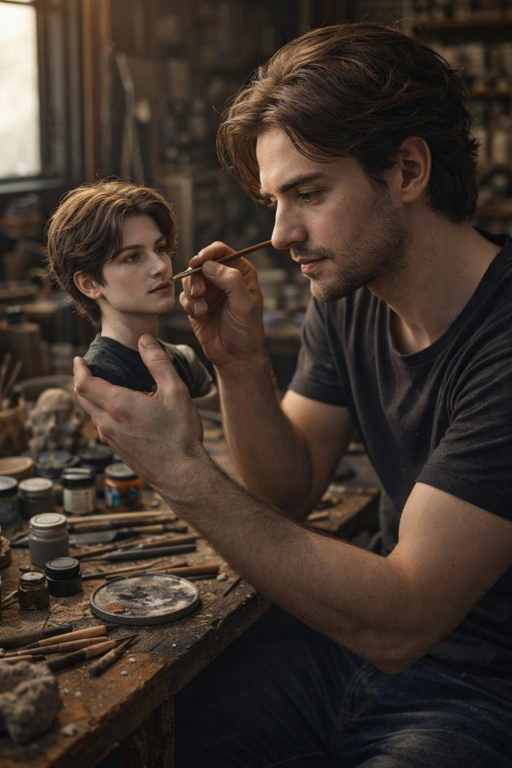 Cinematic Doll Sculptor AI Prompt