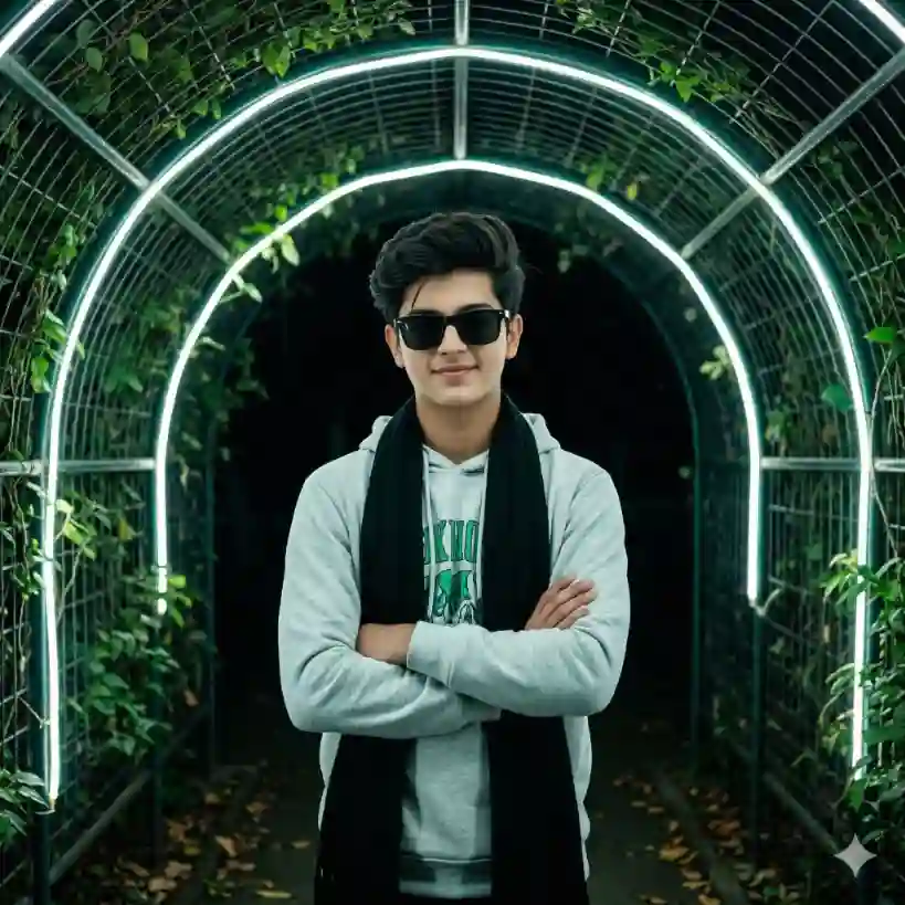 Powerful Cinematic LED Archway Portrait Prompt