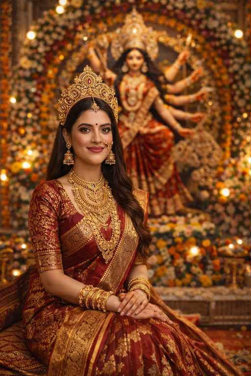 Durga Puja mandap AI prompt