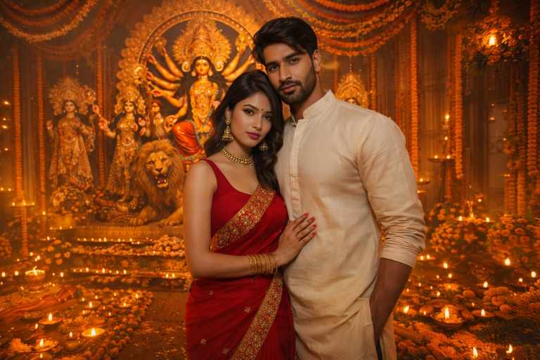 Durga Puja mandap AI prompt