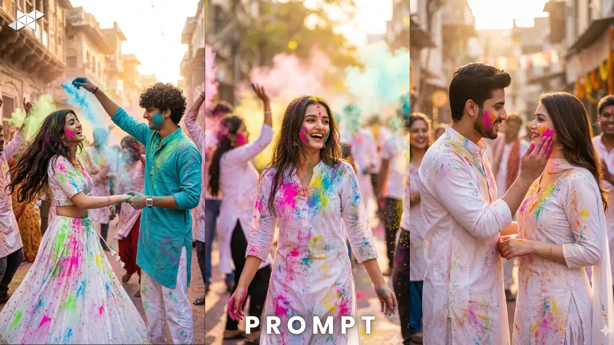 Powerful Holi Festival Girl AI Prompt 2026