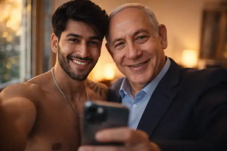 selfie with Benjamin Netanyahu AI image prompt