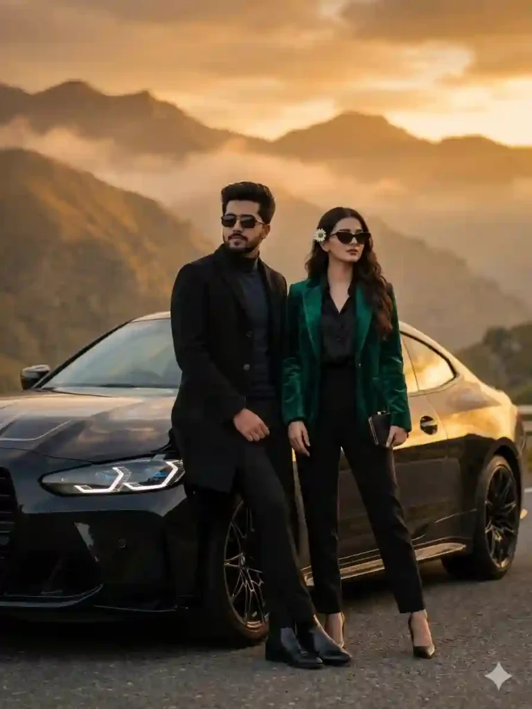 Royal BMW M4 Cinematic Portrait Prompt 