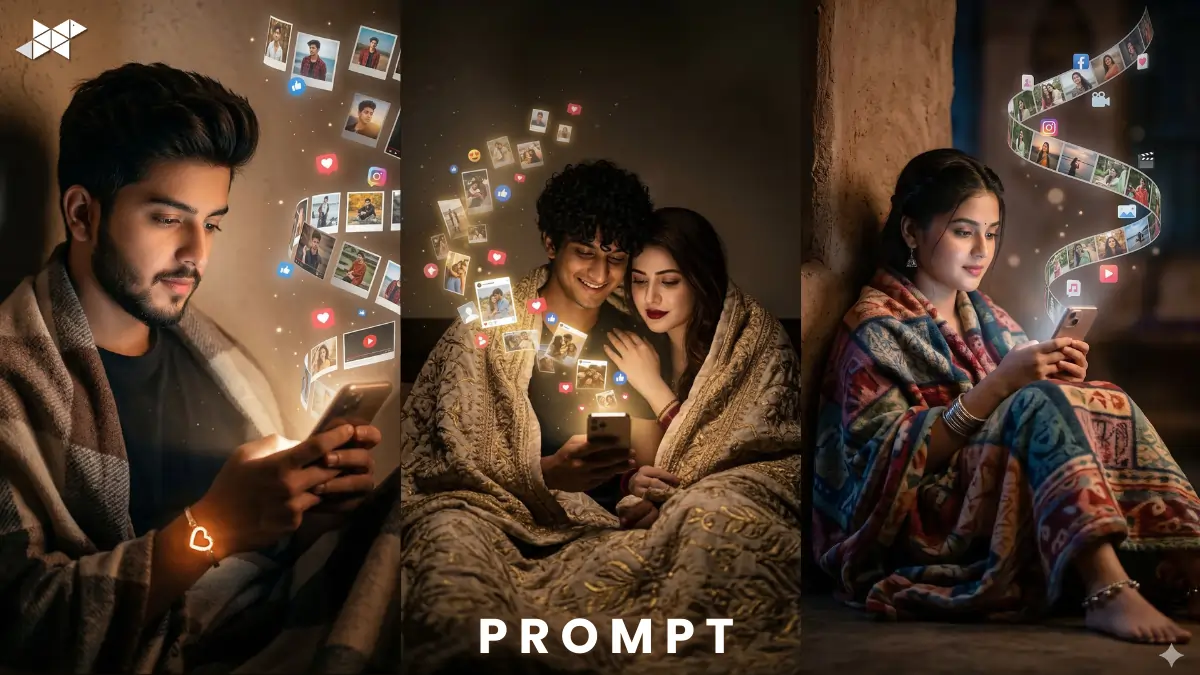 Spiral Media Night Phone Glow AI Photo Prompt