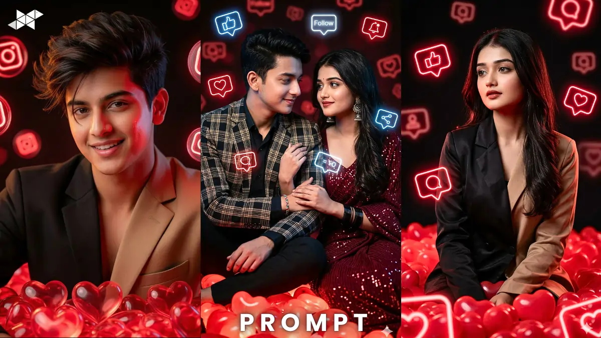 Stunning 8K Neon Heart Portrait Prompt