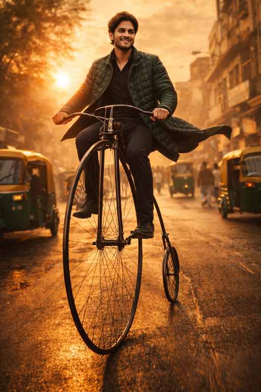 Cinematic couple bicycle scene AI prompt