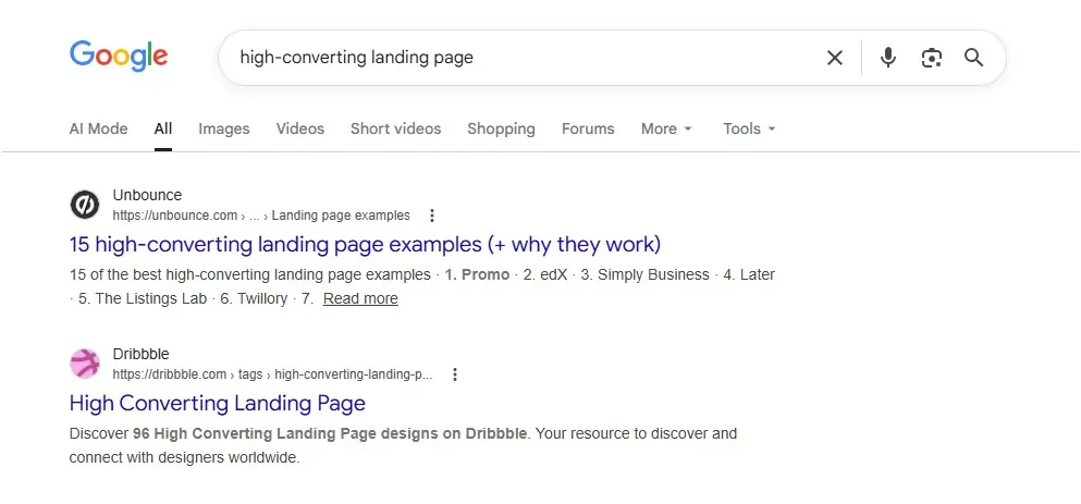 high-converting landing page copy