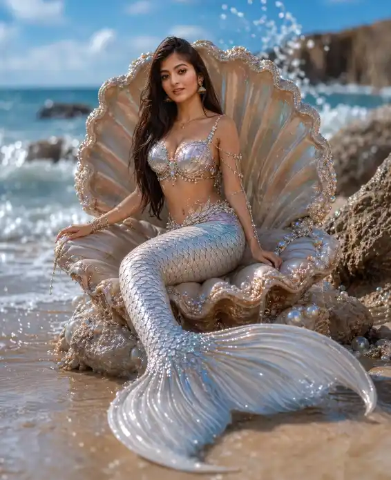 Mermaid Seashell Portrait AI Prompt