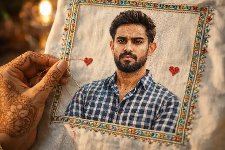 Handmade Embroidery Portrait AI Prompt