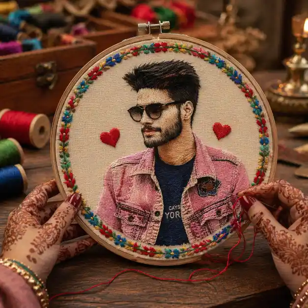 Handmade Embroidery Portrait AI Prompt