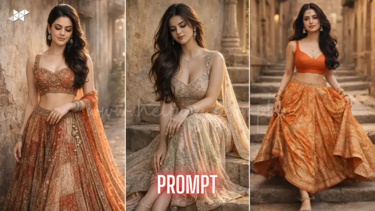Indian Multi Color Lehenga Portrait AI Prompt