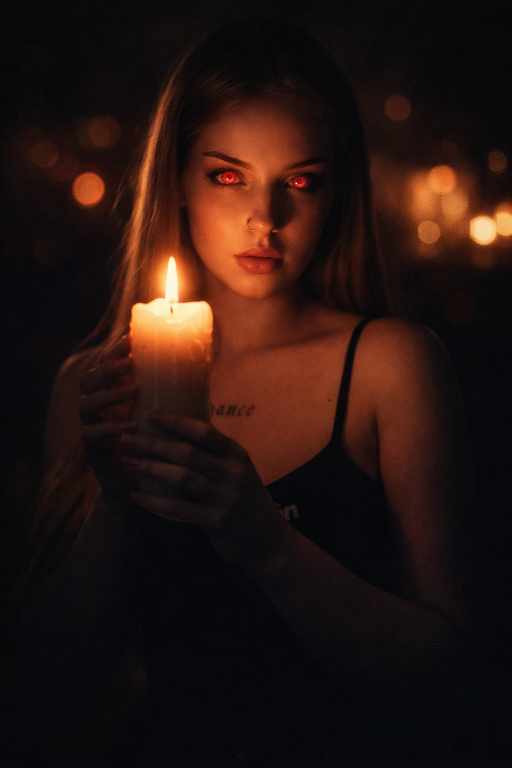 Dark Cinematic Candle Portrait AI Prompt