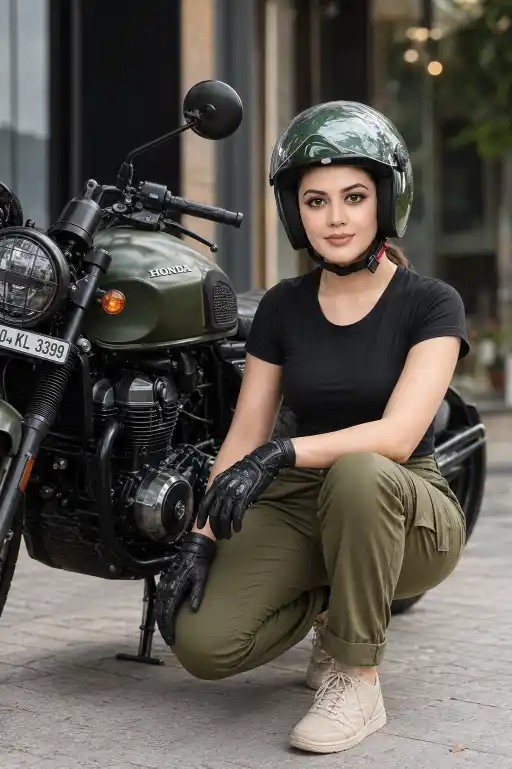 Indian Biker Girl AI Portrait Prompt