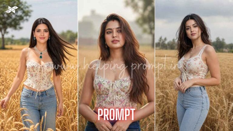 Girl Wheat Field Portrait AI Prompt