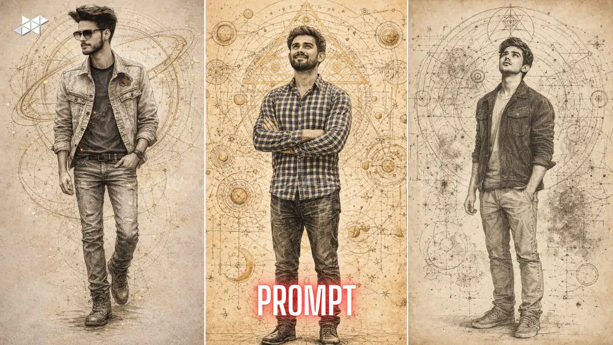 Technical Ink Sketch AI Portrait Prompt