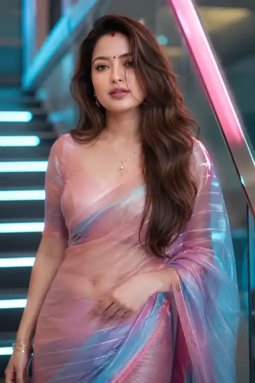 Neon Saree Portrait AI Prompt