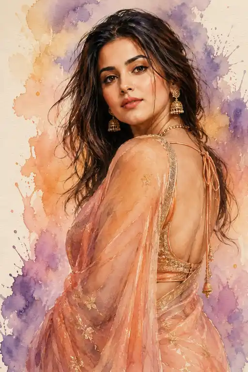 Dreamy Indian Watercolor Portrait AI Prompt