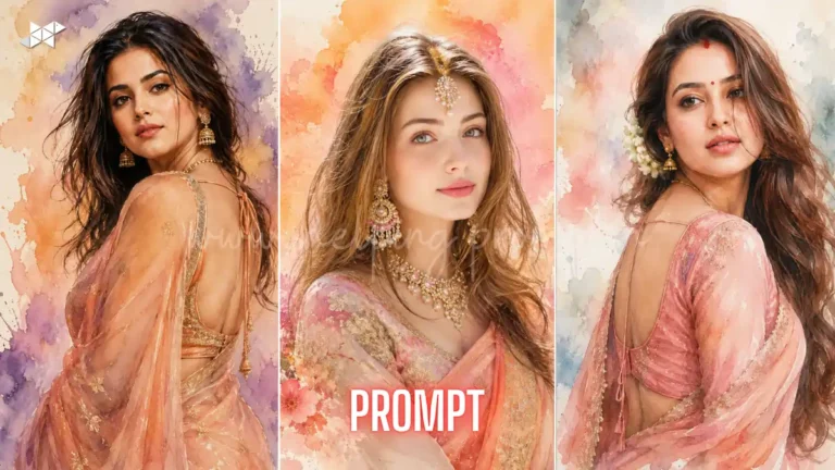 Dreamy Indian Watercolor Portrait AI Prompt