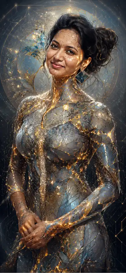 Glowing Mosaic Portrait AI Prompt