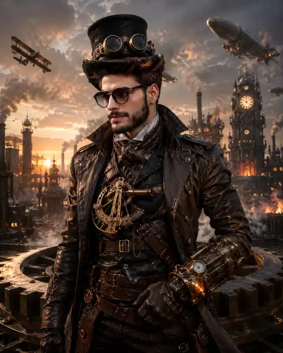 Cinematic Steampunk Portrait AI Prompt