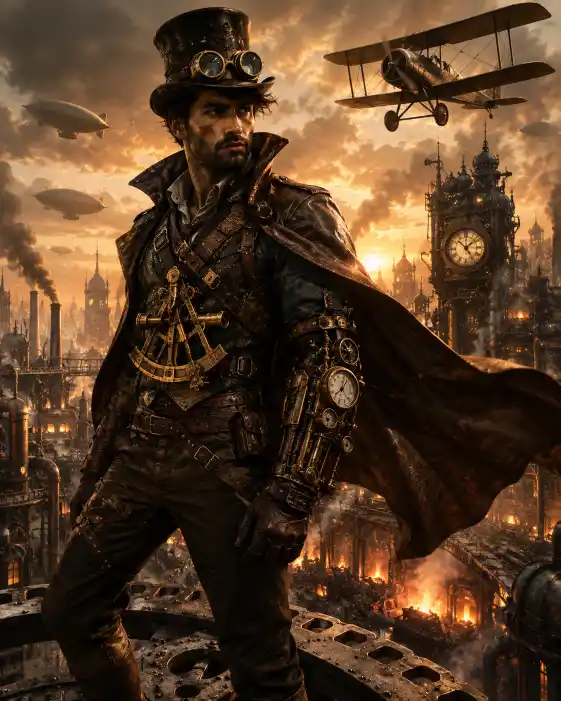 Cinematic Steampunk Portrait AI Prompt