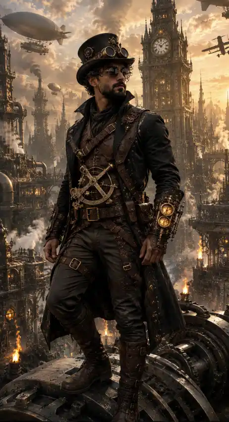 Cinematic Steampunk Portrait AI Prompt