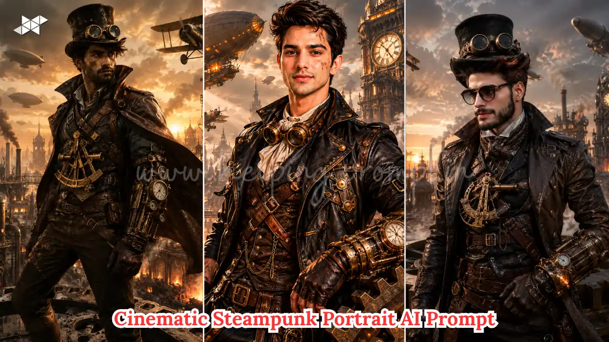 Cinematic Steampunk Portrait AI Prompt