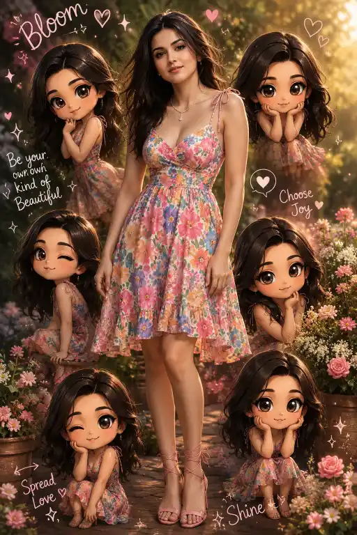 Real Girl Chibi Collage AI Prompt