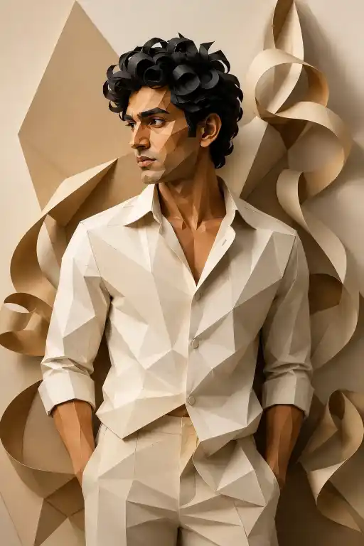 Geometric Paper-Cut Portrait AI Prompt