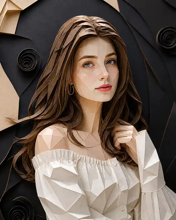Geometric Paper-Cut Portrait AI Prompt