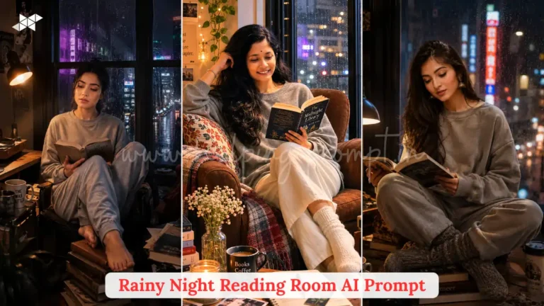 Rainy Night Reading Room AI Prompt