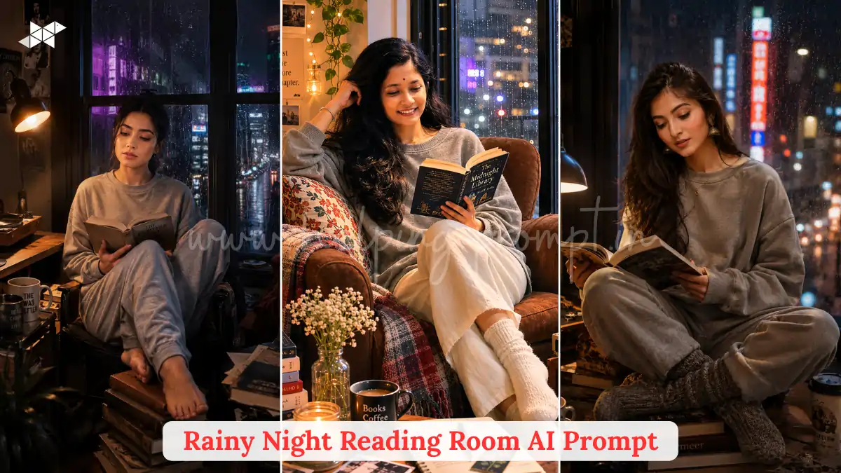 Rainy Night Reading Room AI Prompt