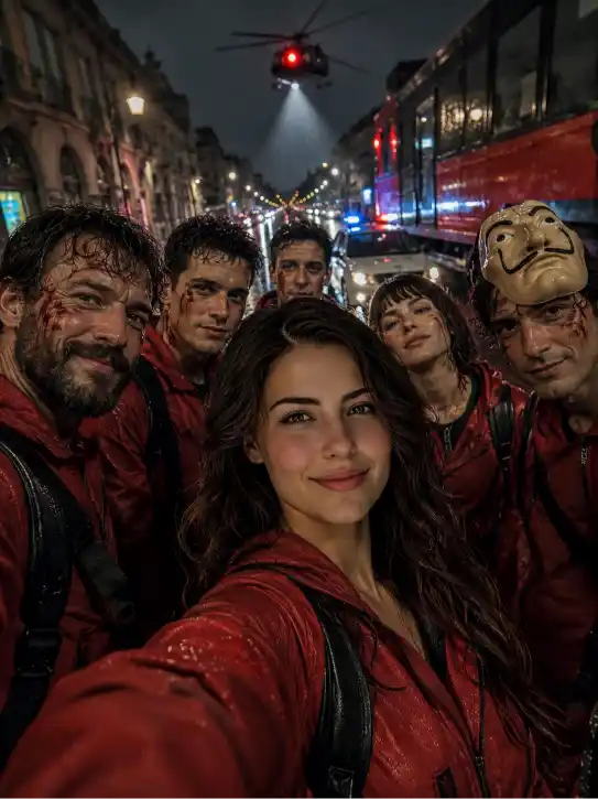 Selfie With Money Heist AI Prompt
