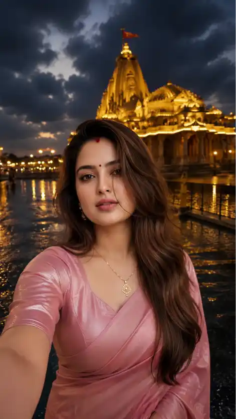 Selfie With Somnath Temple AI Prompt