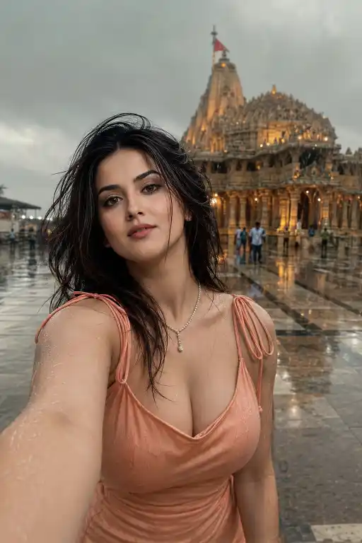 Selfie With Somnath Temple AI Prompt