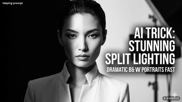 A highly detailed AI prompt example to create dramatic black and white AI portraits.