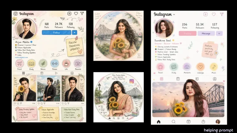 Stunning Hand-Drawn Instagram Profile Illustration AI Prompt