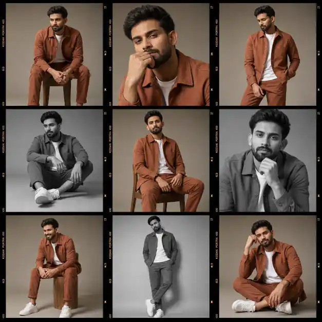 9-Panel Portrait Grid AI Prompt