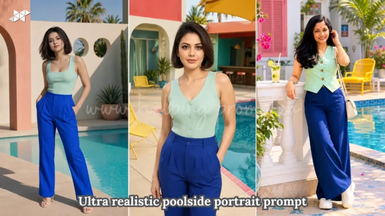 ultra realistic poolside portrait prompt